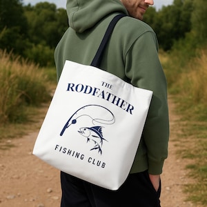 Der Rodfather Einkaufstasche, Fischergeschenk für Großvater-Ehemann-Freund, lustige Fischer-Tasche, Naturbursche Geschenk, Vatertagsidee, Bootsreise-Tasche