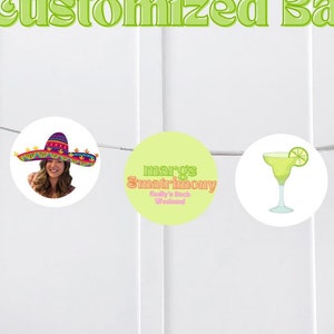 Custom DIY Margs and Matrimony Bachelorette Party banner, Final Fiesta, Tequila Hen Party, Sombrero Face Banner Last Margarita as a Senorita