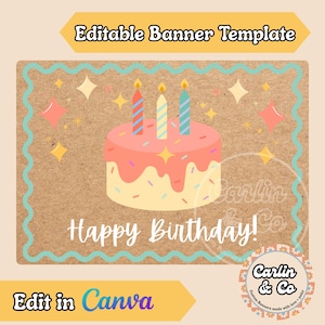 Alles Gute zum Geburtstag Banner Canva Vorlage | Bearbeitbare Partydekoration | Sofortiger Download Digitale Vorlage