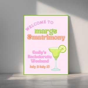 Margaritas and Matrimony Customizable Poster Download 18x24, Tequila Hen Party, Final Fiesta, Margs and Matrimony Canva Template, Editable