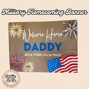 Military Welcome Home Banner | Personalized Deployment Banner | Patriotic Homecoming Sign | Army Navy Air Force Marines