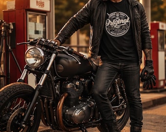 Camiseta de moto vintage - Camiseta motera - Estilo retro Cafe Racer y Chopper - Regalo para motociclistas