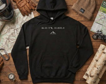 Sudadera con capucha Stelvio Pass Coordinates – Sudadera con capucha para motociclista – Sudadera unisex – Regalo