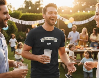 Camiseta de moto personalizada "Padre orgulloso" - Nombre personalizado - Regalo motero para papá - Camiseta de moto para hombre, Día del Padre