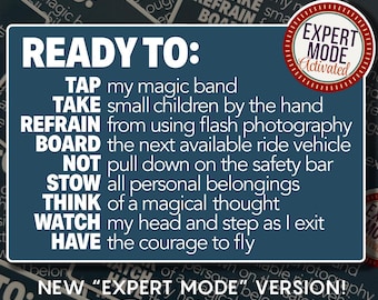 Funny Disney Guest Sticker EXPERT MODE EDITION | Please Stand Clear of the Doors | Disneyworld Decal | Disneyland | Pull Yellow Tab | Cast