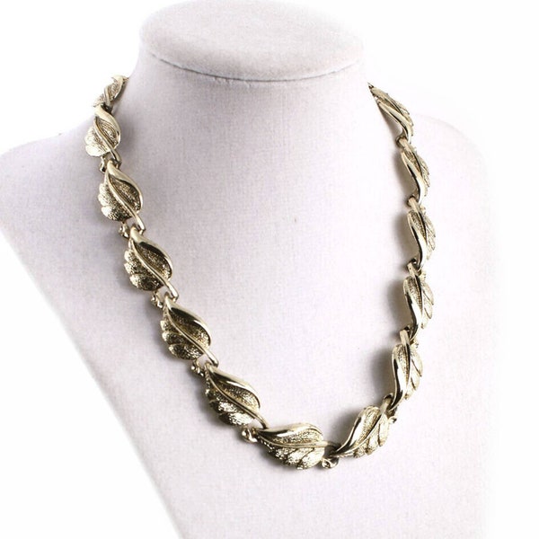 Vintage 1950s Coro Signed Gold Necklace - 18" Choker Adjustable - Leaf Design -Hey Viv