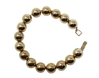 Vintage Signed Sarah Coventry Gold Ball Bracelet on Fine Chain 7.5 " - Hey Viv