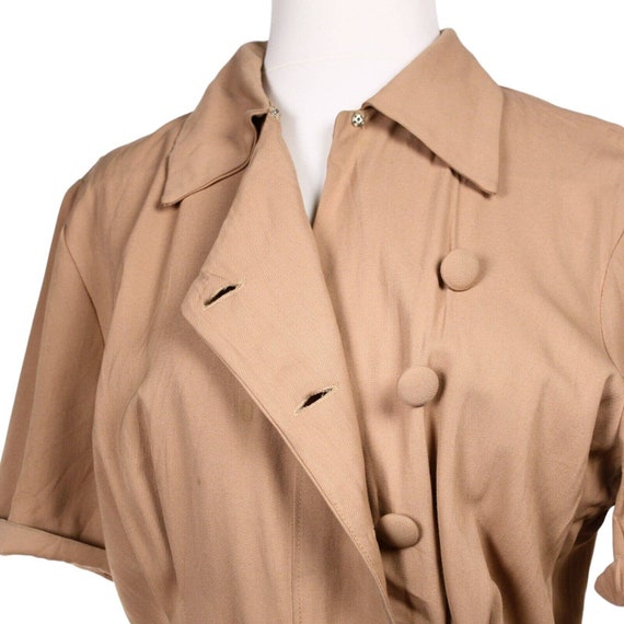 Vintage 40s WWII Cocoa Brown Gabardine Dress Big … - image 4