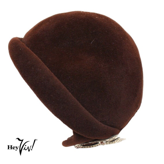 Vintage 40s Brown Merrimac Peachbloom Velour Hat … - image 9