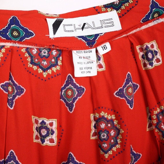 Vintage Red Rayon Print Skirt - Chaus - Made in J… - image 4