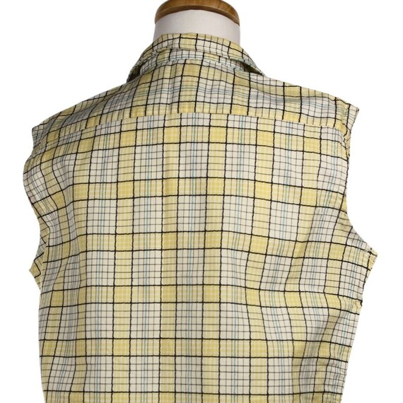 Vintage 50s Lady Sutton Yellow Plaid Cotton Sleev… - image 4