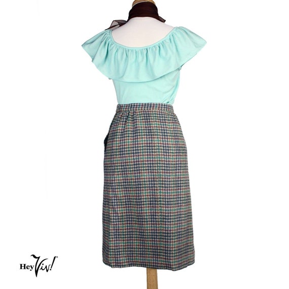 Vintage Plaid Wool Fully Lined Pencil Skirt - JG … - image 3