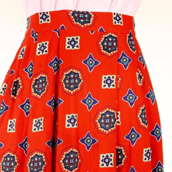 Vintage Red Rayon Print Skirt - Chaus - Made in J… - image 5
