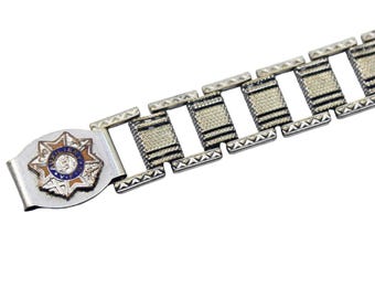 Vintage 40s 50s VFW Auxiliary Bracelet Enamel Emblem Patriotic Jewelry - Hey Viv