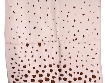 Vintage Vera Scarf 21x21 Pink Brown Abstract Dot Print Signed Japan - Hey Viv