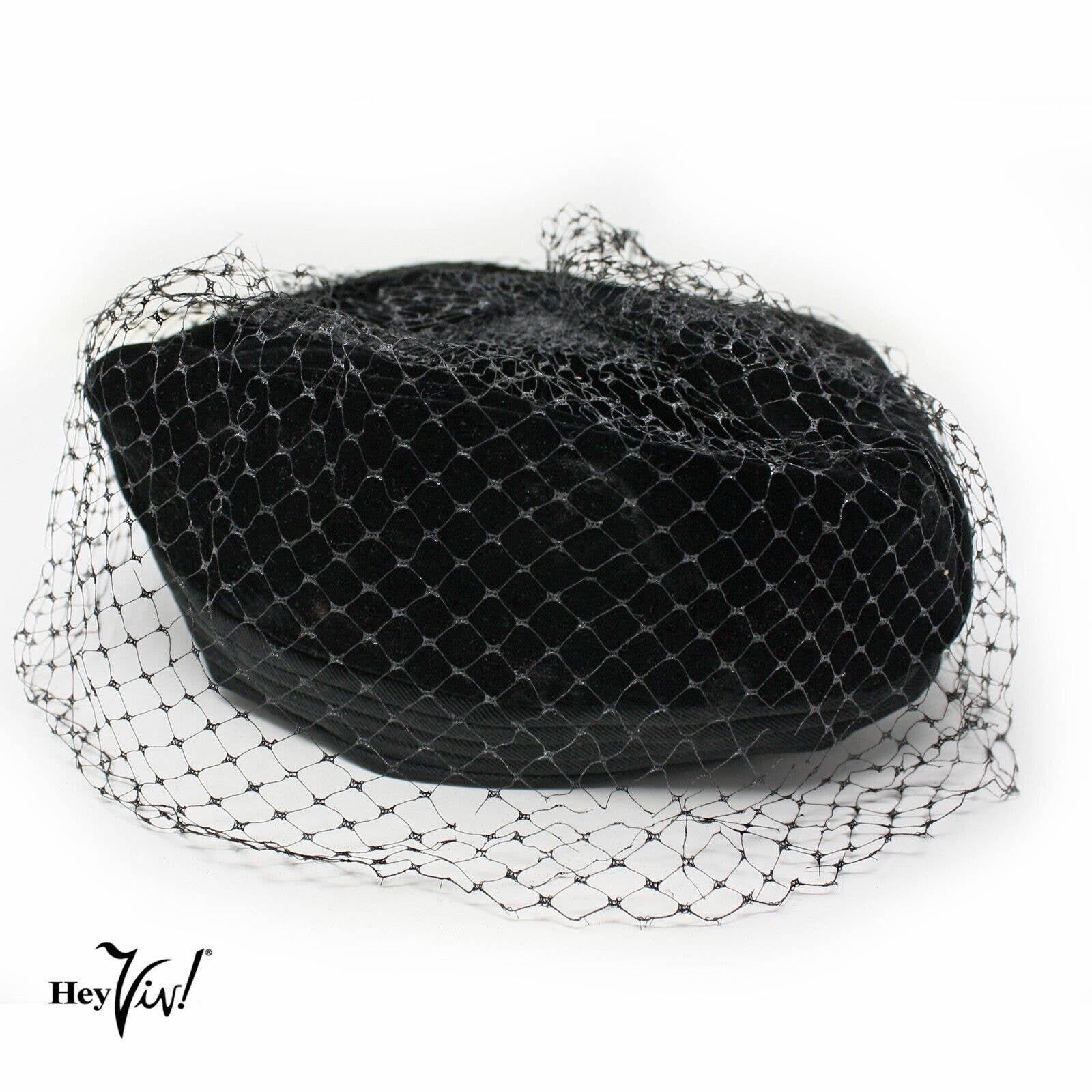 Vintage Black Beaded Veil Pillbox Hat-Tagged United International Hatters Union Vintage Metallic Pillbox Hat Union Made USA - Etsy main image 4