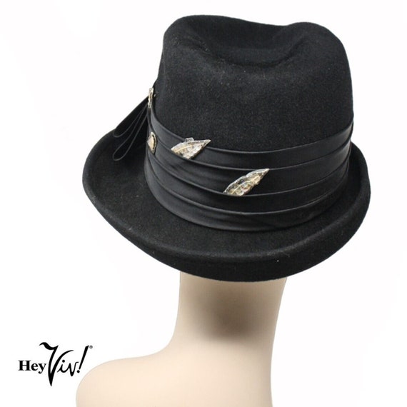 Vintage Henry Pollack Black Wool Felt Hat w Satin… - image 4