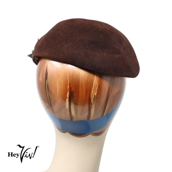 Vintage 40s Brown Merrimac Peachbloom Velour Hat … - image 4