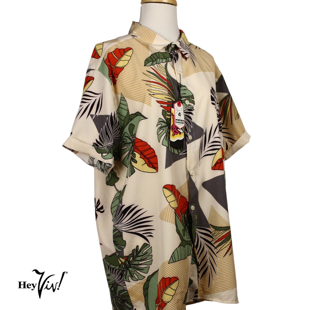 Good Vibes by Drill Clothing Mens Palm Leaf Hawaiian Shirt W Tags Sz XL