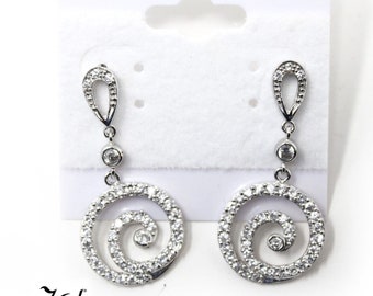 Vintage New/Old Store Stock Dangle Spiral Pierced Rhinestone Earrings - Hey Viv