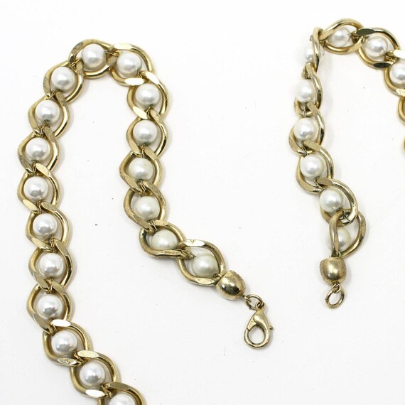 Vintage Elegant Gold Twist Chain over Pearl Beads… - image 3
