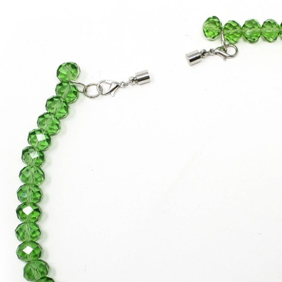 Vintage Vivid Green Glass Faceted Beads - 18" Lon… - image 3