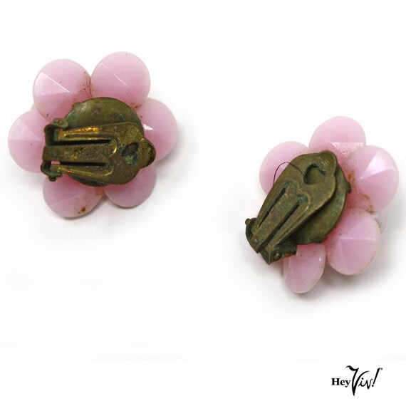 Vintage Pink Pearly Bead Clip On Earrings - W Ger… - image 2