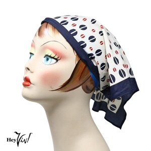 Vintage Triangle Scarf Headband Hat Rayon Silk Polka Dot Made in Japan - Hey Viv