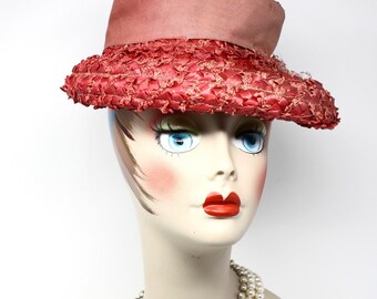 Vintage Mr Michael Red Straw Boater Hat w Wide Ribbon and Veil Trim – Hey Viv