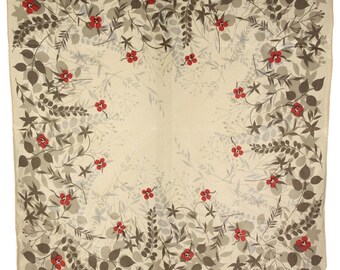 Vintage Specialty Pure Silk Scarf 16x16 Hand Rolled Delicate Floral - Hey Viv