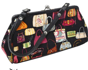Vintage Far Nine Y2K Novelty Handbag Purse Print Snap Lock Top Handle - Hey Viv