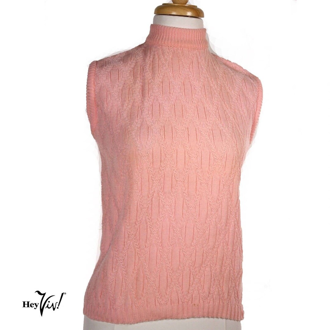Vintage Deadstock Pink Nylon Knit Pullover Sleeveless Shell Sweater ...