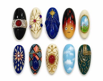 Handmade Anime Press On Nails, Kawaii Cartoon Press On Nails, Japan Nail Art