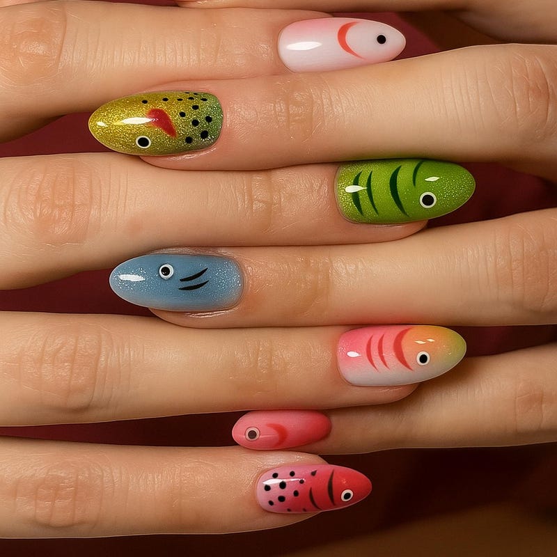 Fishing Lure Nails Etsy