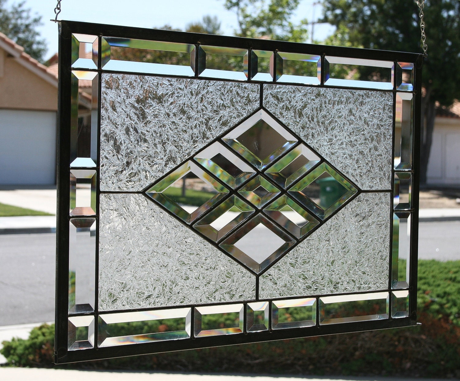 Large Clear Stained Glass Windowbeveled DIAMONDS Beveled Etsy Canada