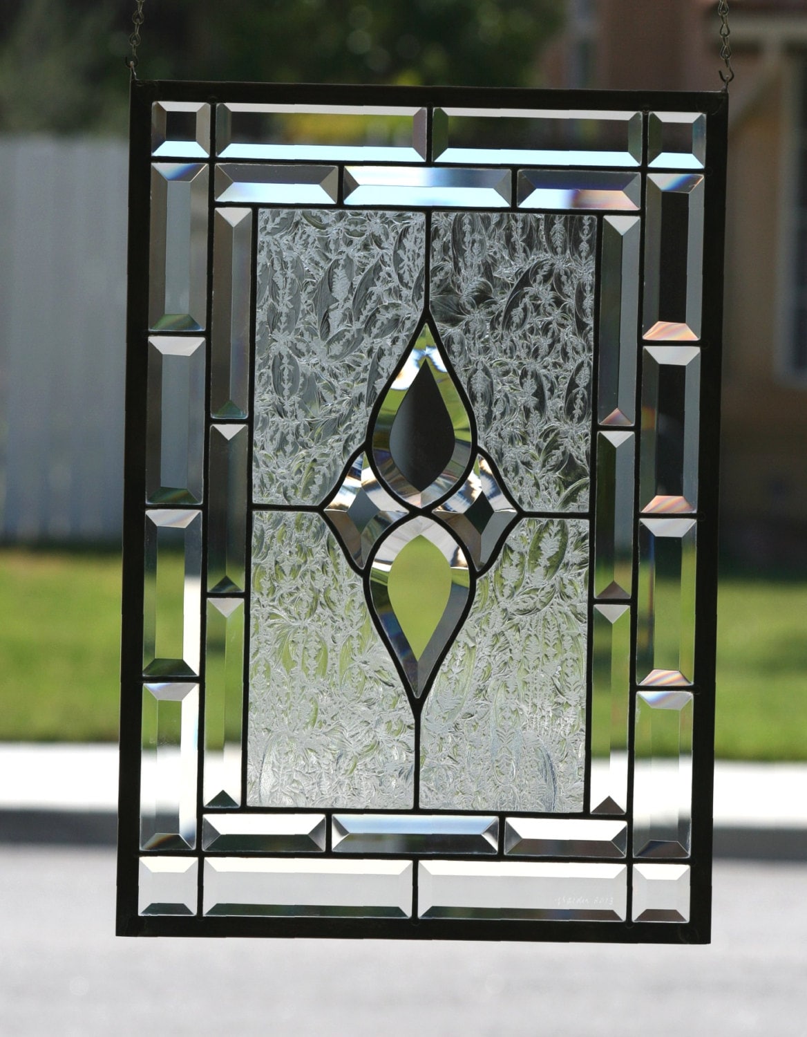 Large Stained Glass Window Panel PRISMS Clear Stain Glass Etsy