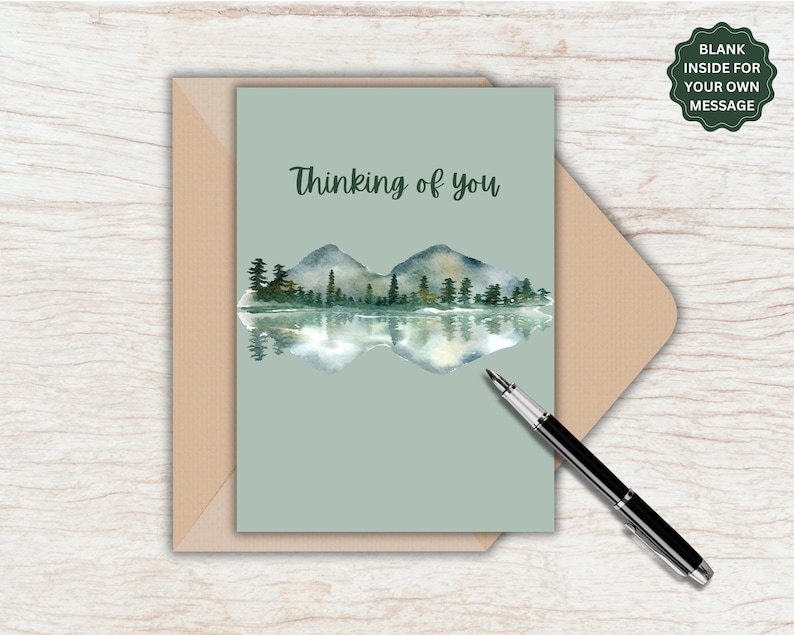 Printable Thinking of You Card | Mountains and Trees Card | Sympathy ...