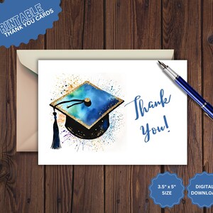 Graduierung Dankeskarte | Danke-Karte | Graduate Card | Abschlussmütze | Feier-Karte | Druckbare Grußkarte | Digitaler Download