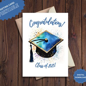 carte de fin d'études | Promotion 2025 | Casquette de remise des diplômes | Carte de félicitations | de célébration | Carte de voeux imprimable | Téléchargement numérique