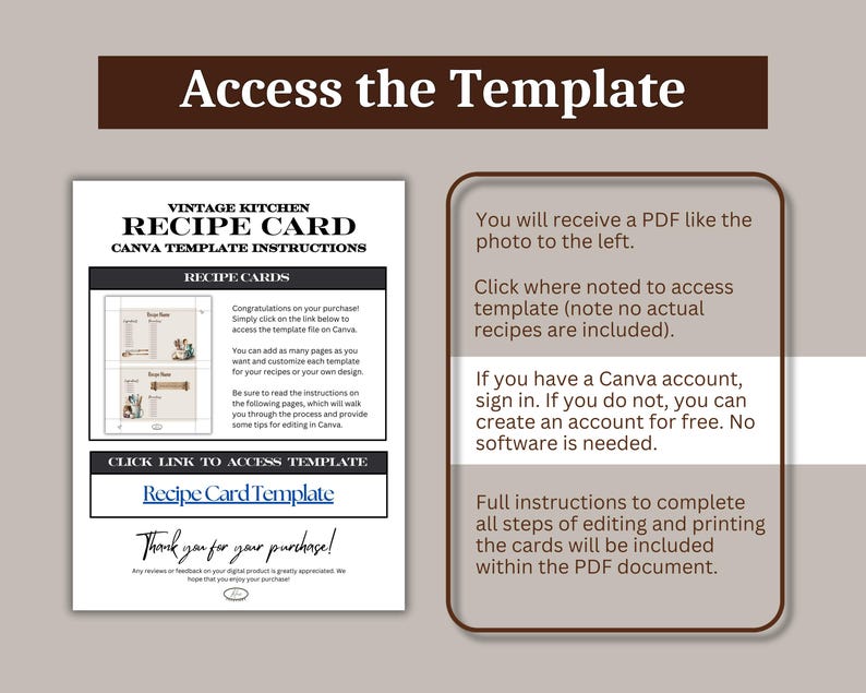Rustic Recipe Pages Vintage Recipe Cards | Rustic Recipe Cards | Printable Recipe Template ...
