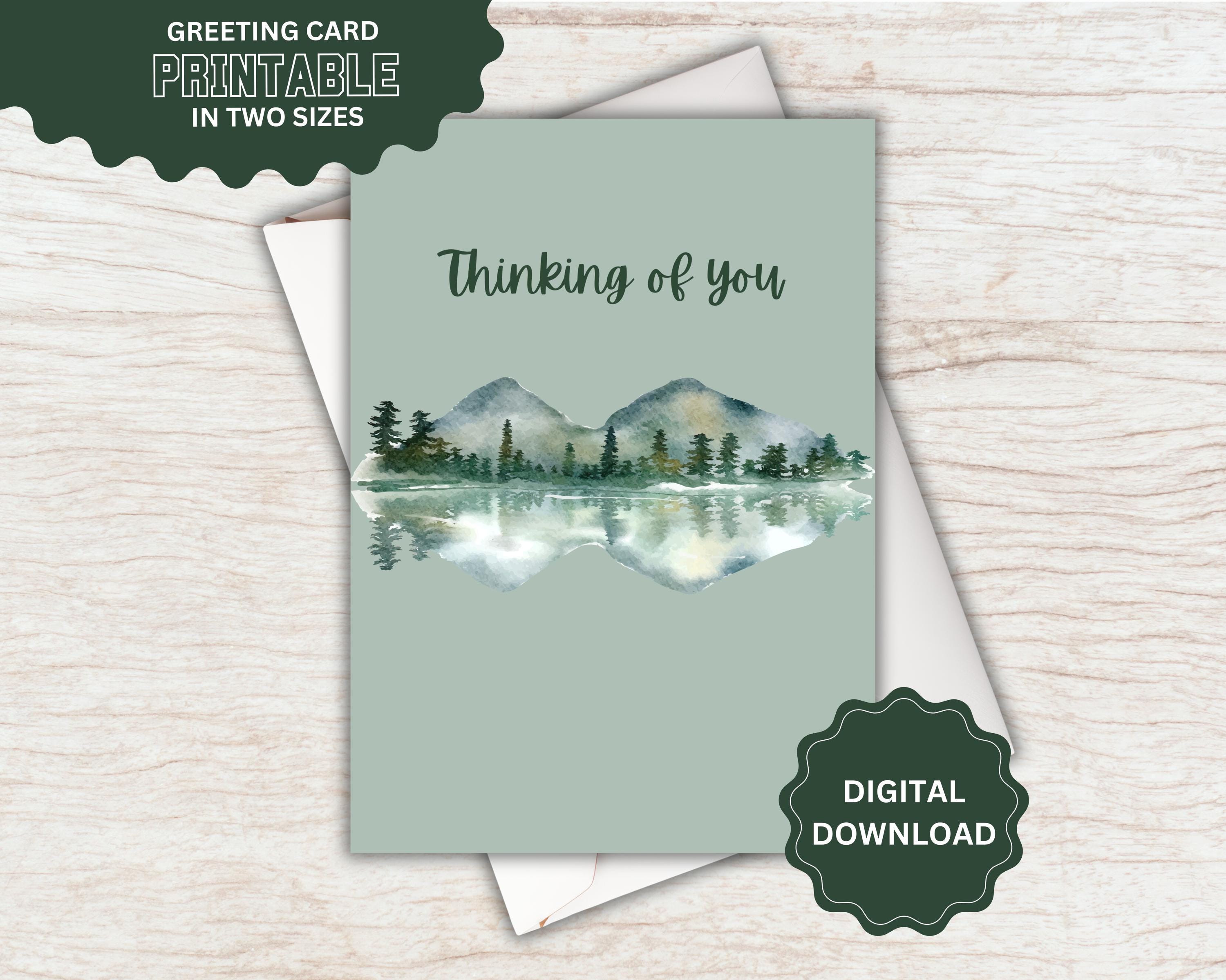 Printable Thinking of You Card | Mountains and Trees Card | Sympathy ...