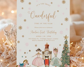 Nutcracker Christmas 1st Birthday Invitation, Winter Holiday (Digital Download)