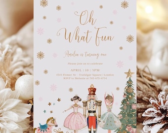 Nutcracker First Birthday Invitation, Winter Holiday (Digital Template)