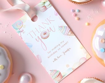 Sweet Donut Birthday Thank You Tag Template (Digital Download)