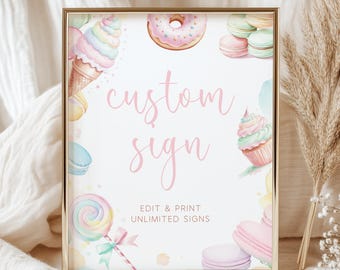 Sweet Donut Birthday Sign Template, Editable Party Decor (Digital Download)