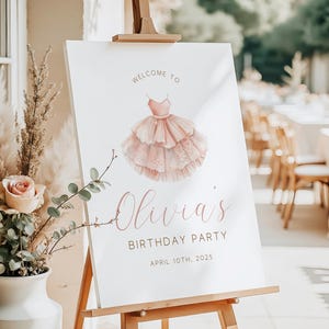 Tutu Niedliche Ballerina Geburtstag Willkommensschild Vorlage, Ballettkleid Geburtstag Mädchen Tischschild, Jedes Alter Ballerina Thema Geburtstagsfeier B-0T2