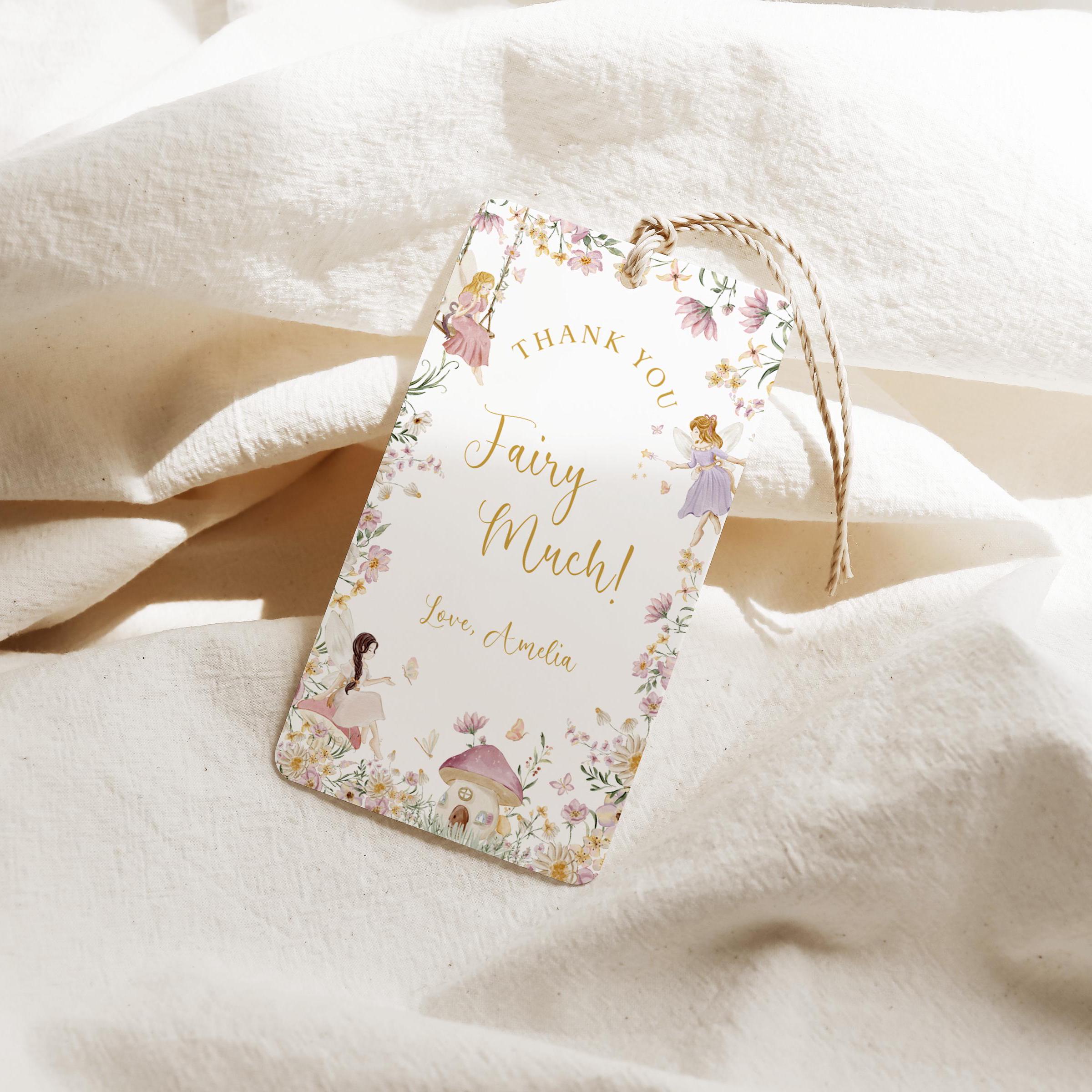Enchanted Fairy First Birthday Thank You Tag Template, First Birthday ...