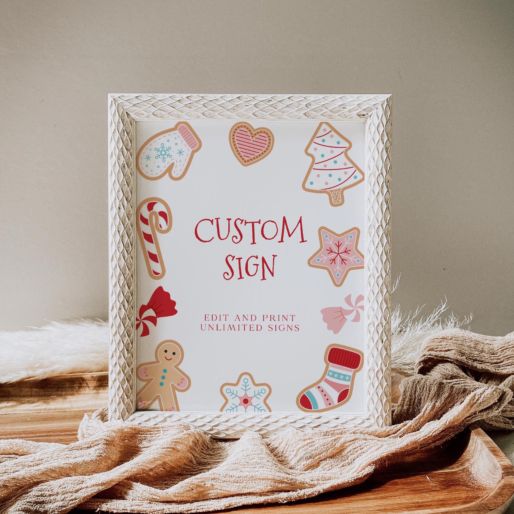 Christmas Birthday Custom Sign Template, Birthday Digital Template, Winter Holiday Birthday Girl Table Sign CP-0098