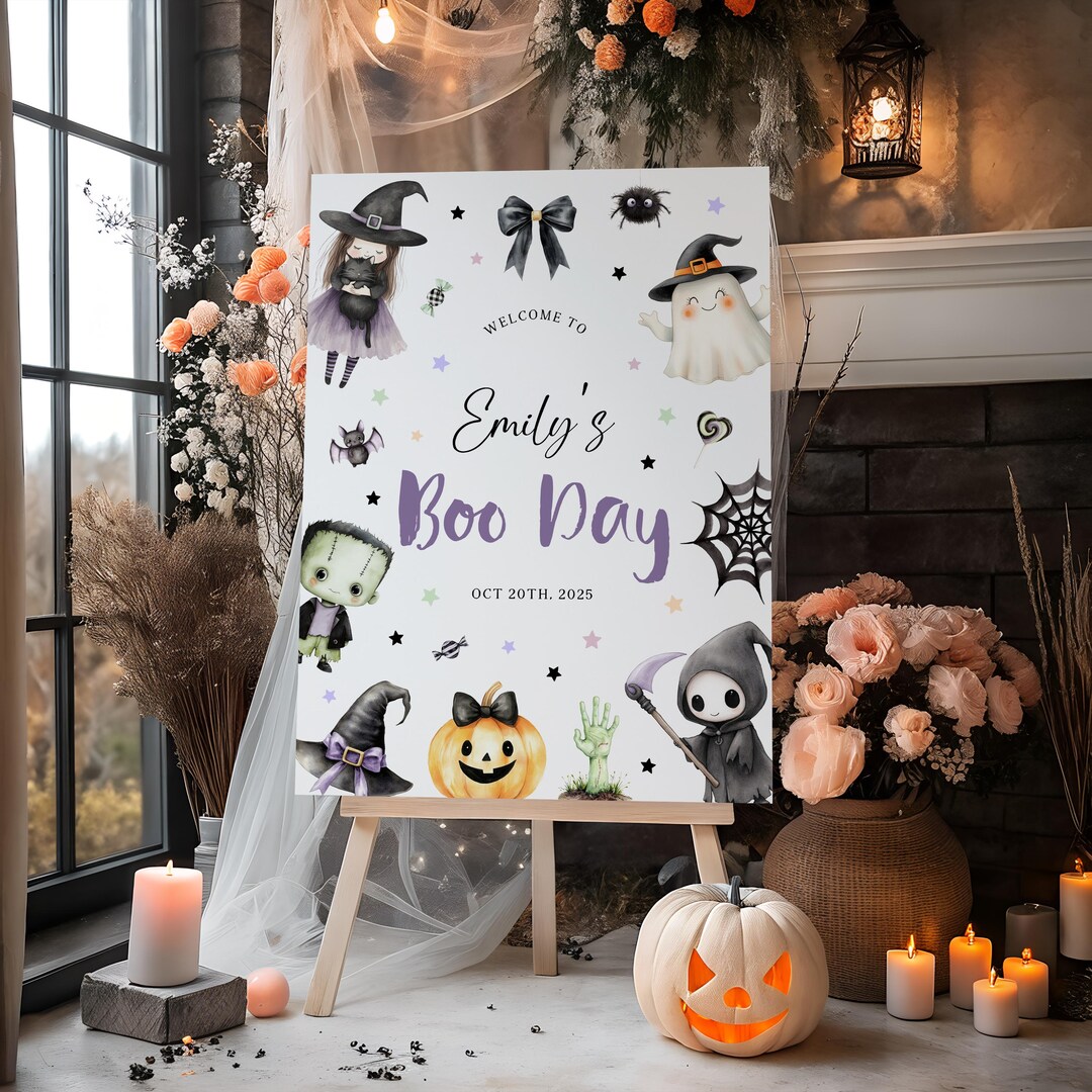 Halloween Boo Day Birthday Welcome Sign Template, Spooky Season ...