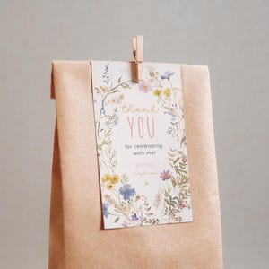 Editable Wildflower Birthday Favor Tag Template, First Birthday Girl Thank You Tag, Daisy Flower Birthday Party on Etsy - Image 3